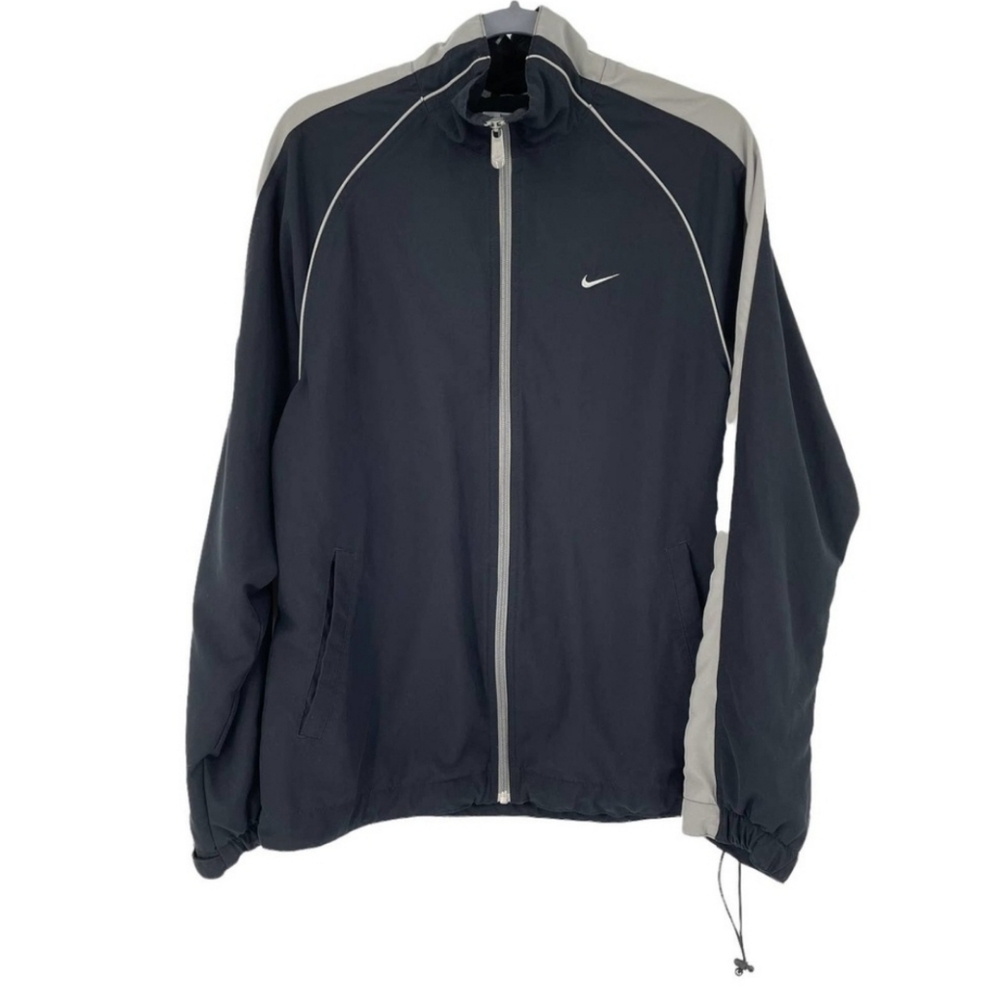 Nike Mens Full Zip Retro Windbreaker Track Jacket Size Medium Black Gray